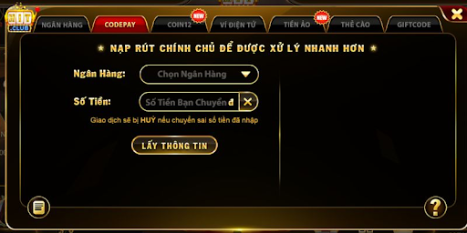 Nạp rút nhanh chóng trên HITCLUB